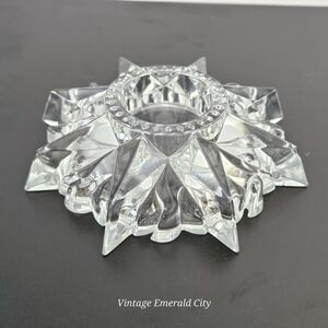 Vtg Sun/Star Crystal  Candle Holder Votive Candle  USA unique Lead Crystal Glass